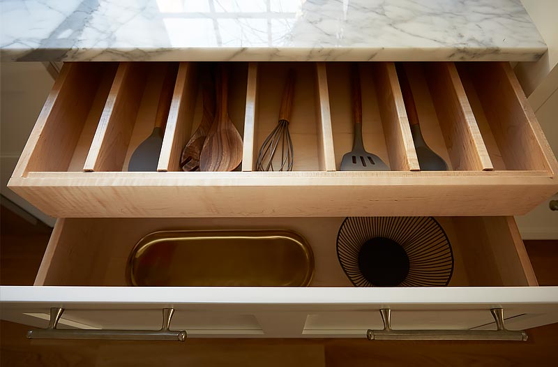 Functional Kitchen Drawers after new cabinetry installed during a renovation