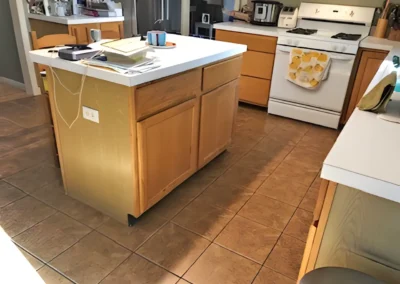 Old kitchen counter island and clutter