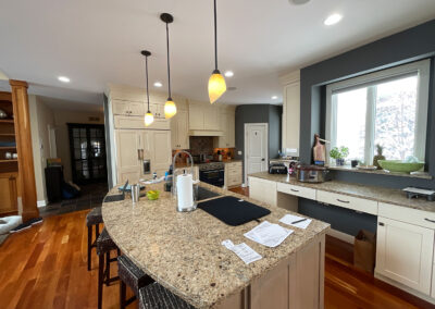 Reeds Lake Kitchen Before 3 - island, seating, window, lighting